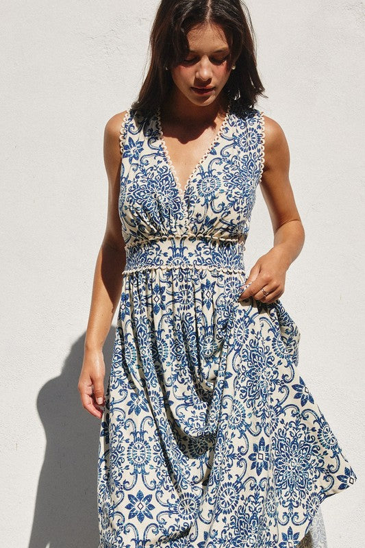 FD12228 Summer In Capri Scalloped Lace Maxi Dress