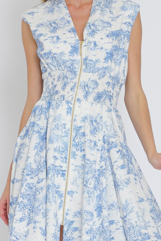 DA31831Y SHOULDER PAD ELASTIC CF ZIP DETAIL MINI DRESS