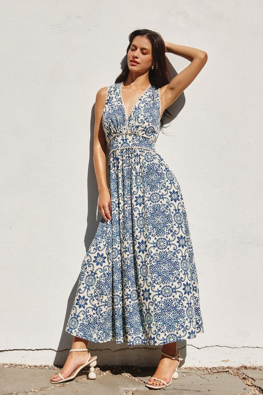 FD12228 Summer In Capri Scalloped Lace Maxi Dress