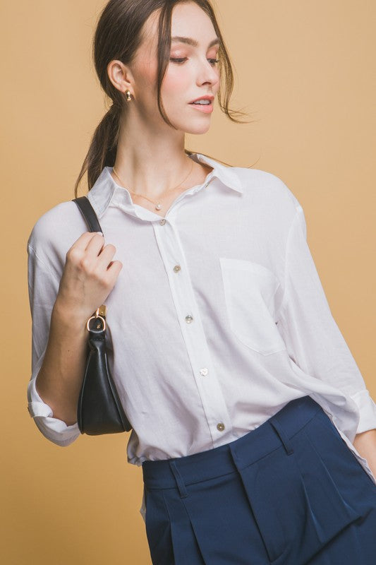 10329TM Loose Button-down Linen Shirt
