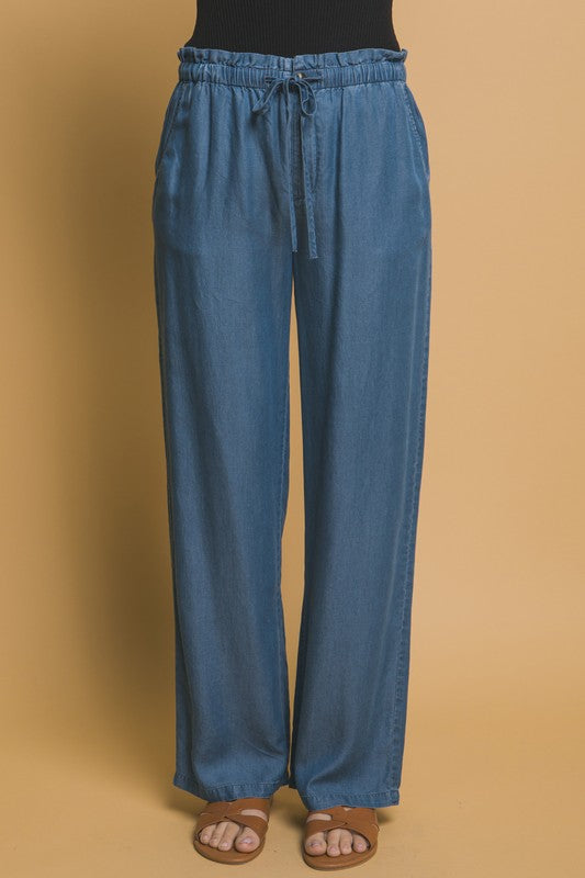 60044PN Elastic Waist Tencel Pants