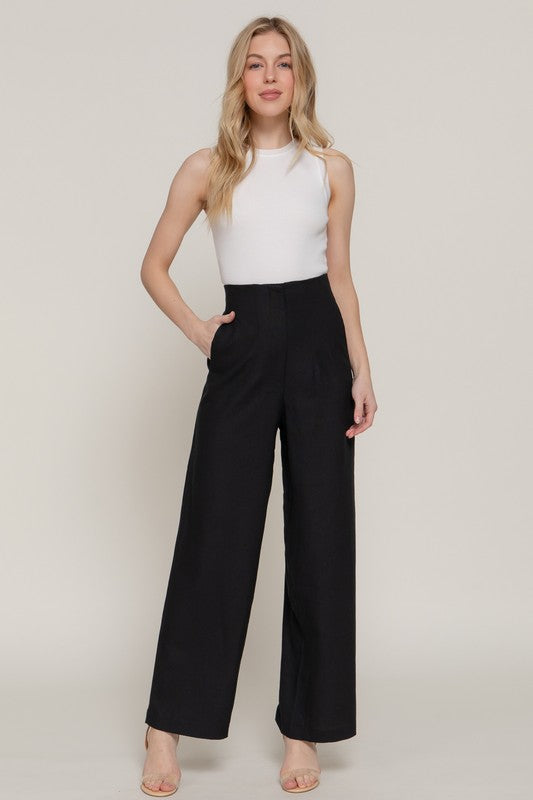 P14240 HIGH WAIST STRAIGHT LINEN PANTS